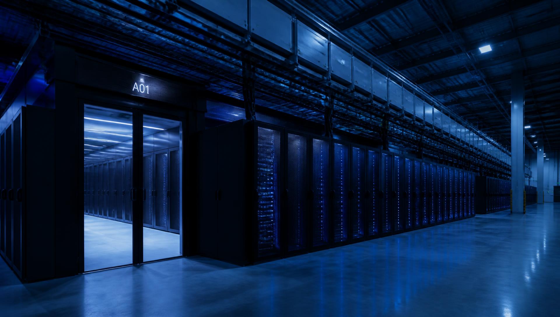 Engineers' work environment inside a hyperscale data center white space